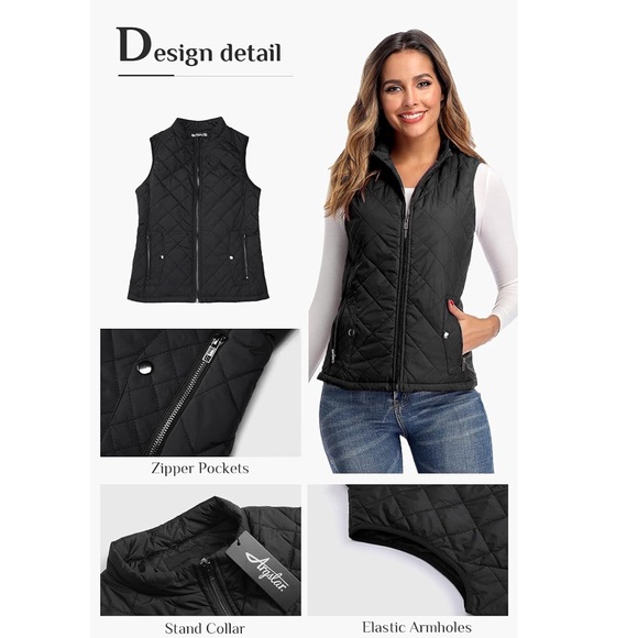 Argstar Women's Vest, Quilted Lightweight Zip Pockets Padded Gilet - Picture 2 of 9